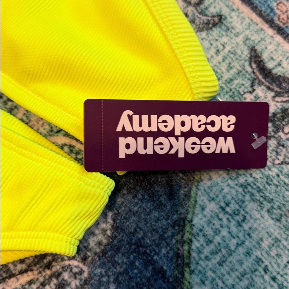 Neon Yellow Ribbed Two-Piece Bikini - Picture 2 of 4